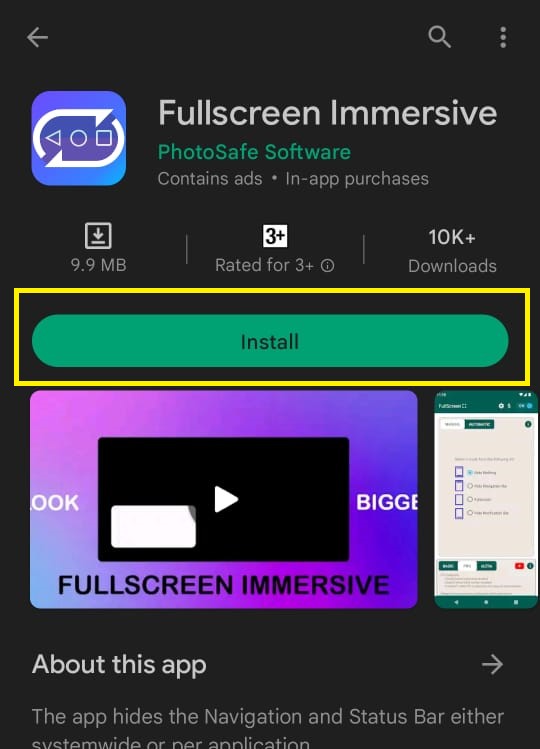 Installing fullscreen immersive to make chrome full screen