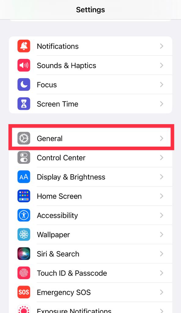 iphone general settings tab