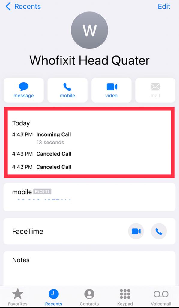 iphone call log with muliple calls 