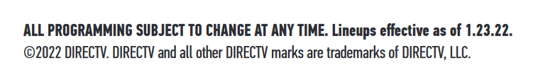 DirecTV notice about channel number change